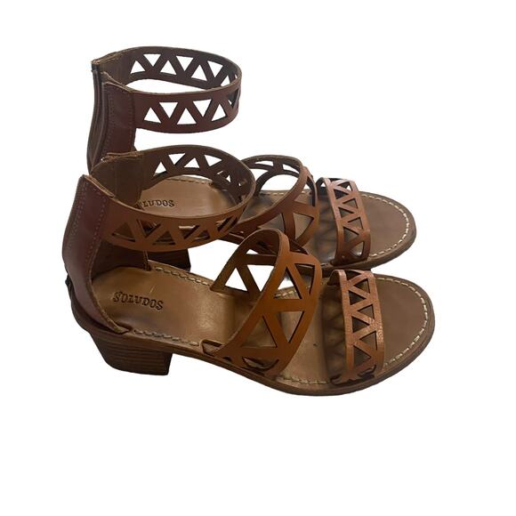 Soludos‎ Women's Size 5.5 Leather Cut Out Ankle Strap Sandals - Picture 1 of 8